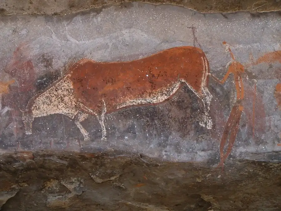 San rock paintings at Game Pass Shelter in the Kamberg